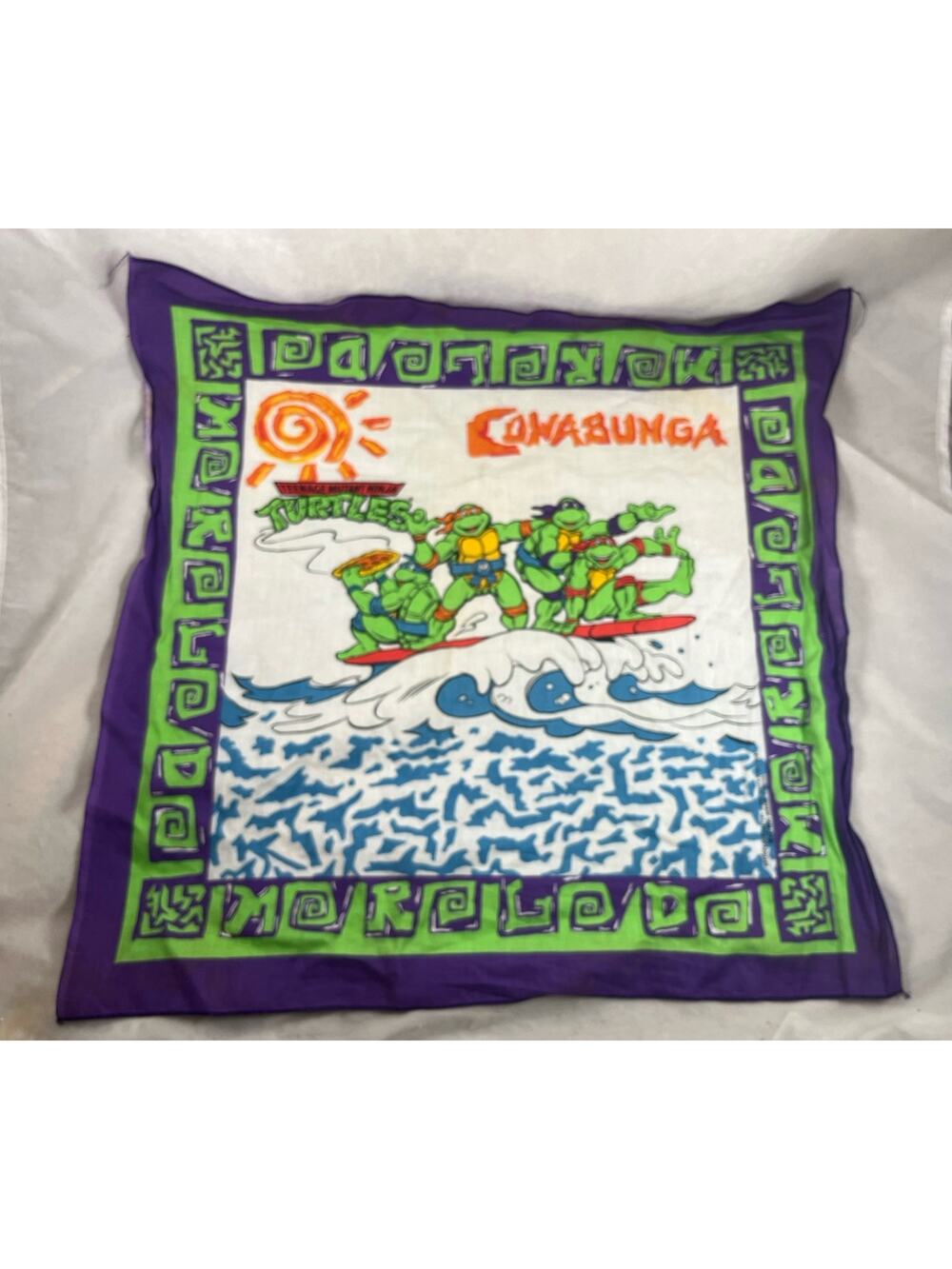Teenage Mutant Ninja Turtles Bandana Scarf Surfin Turtles Cowabunga Vintage 1990